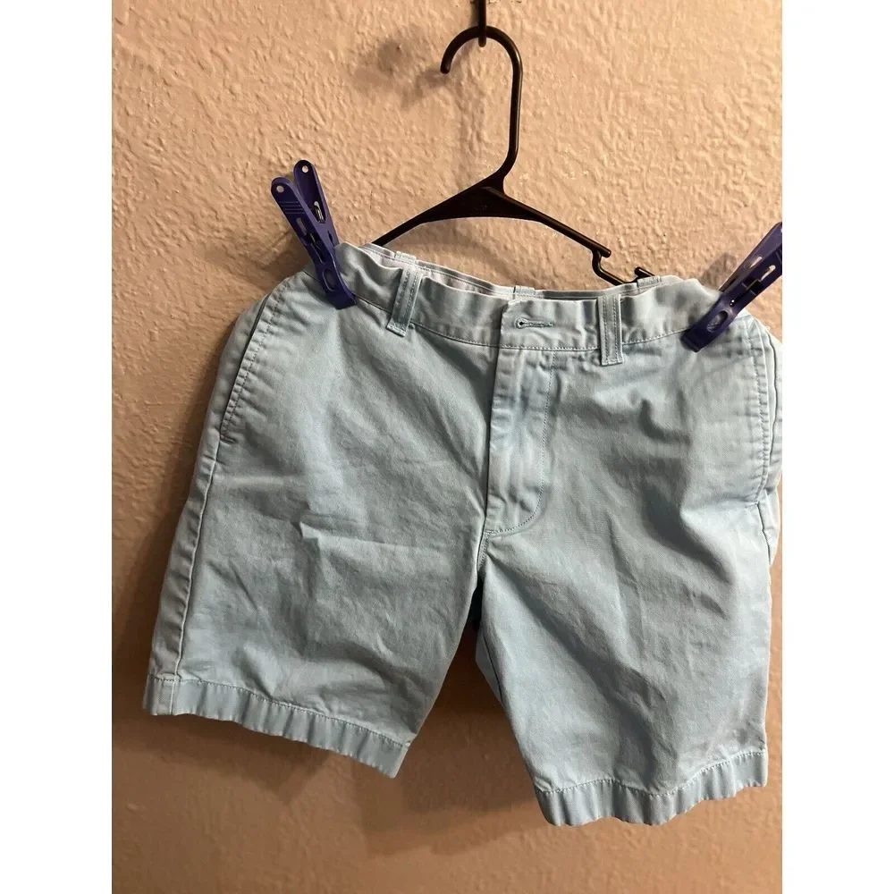J Crew‎ Club Shorts Men's 33 FlatFront Blue Cotton Shorts Inseam 9 Inches